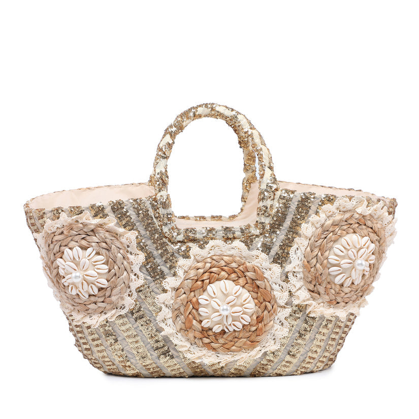 Borsa in Raffia E micro rete
