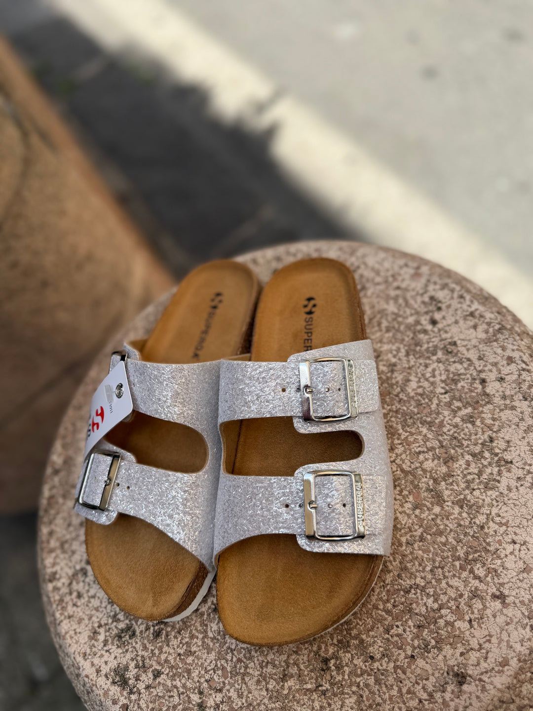 Ciabattina Superga doppia fascia glitter