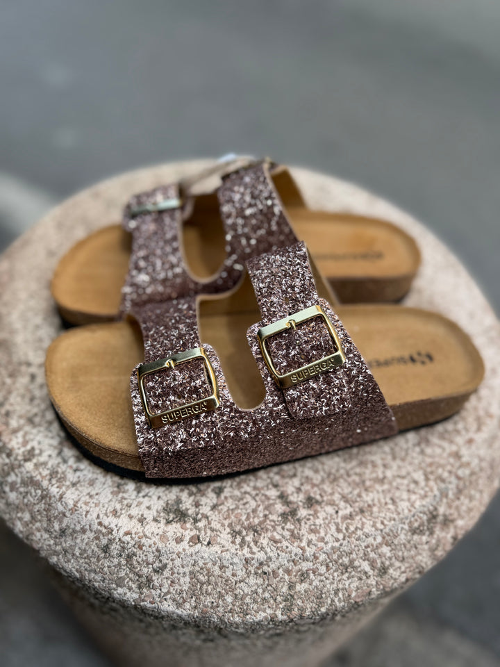 Ciabattina Superga doppia fascia glitter