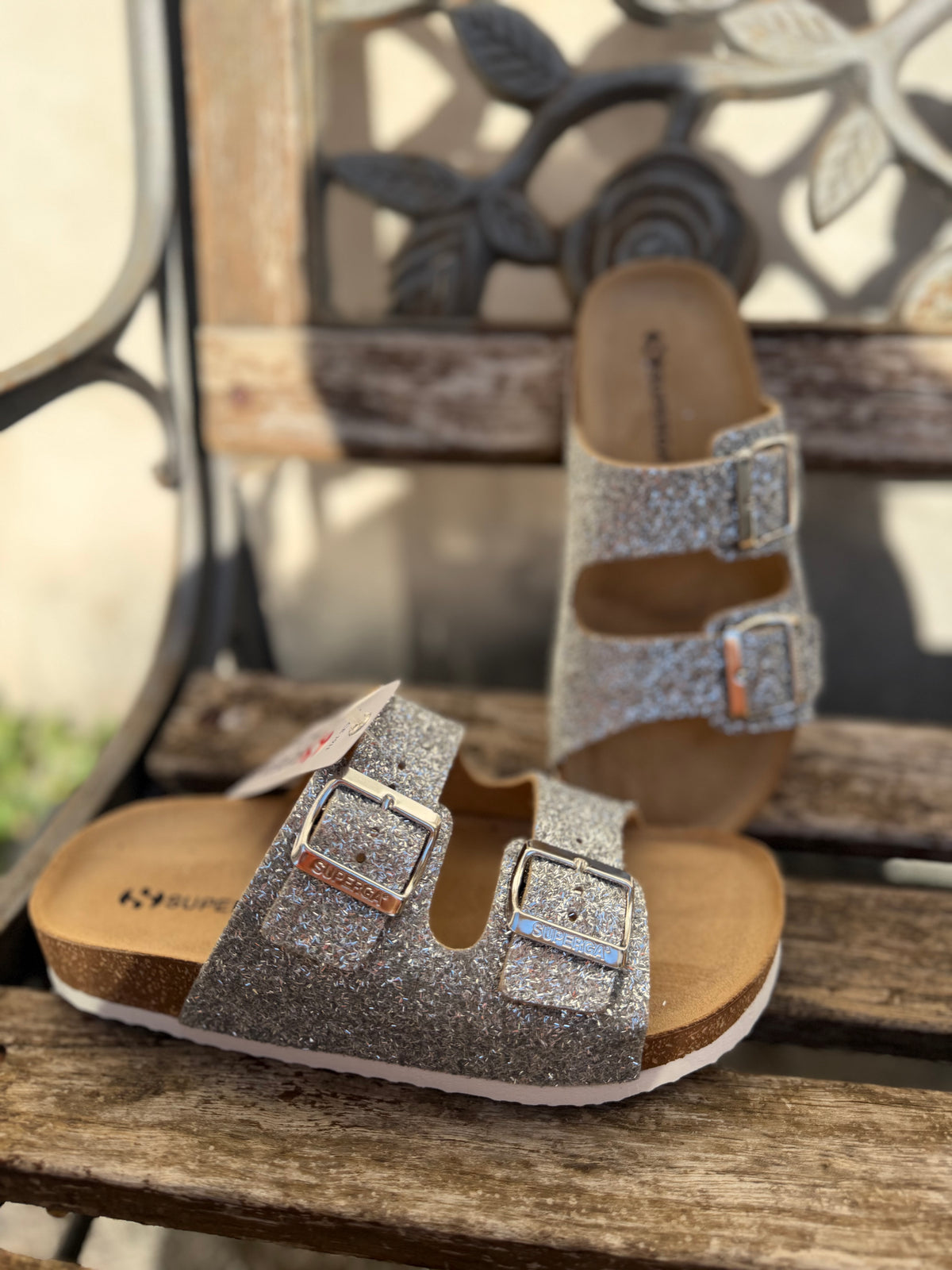 Ciabattina Superga doppia fascia glitter