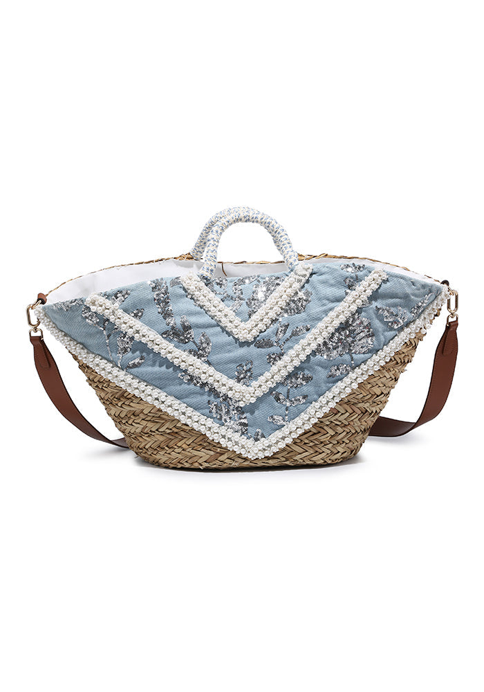 Borsa in paglia perline