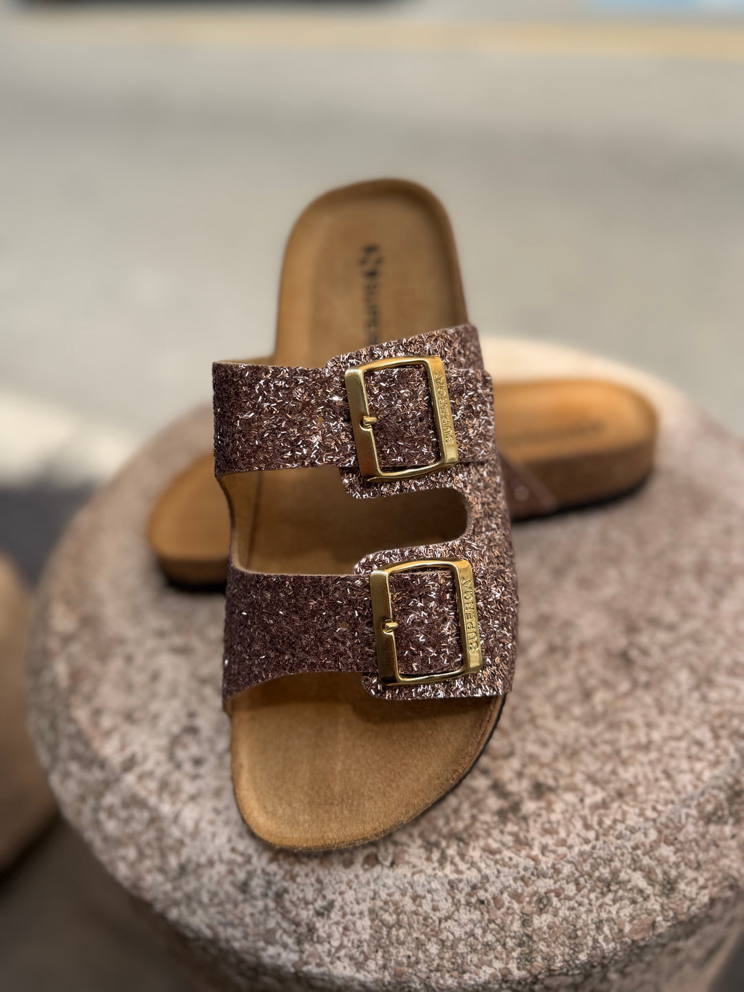Ciabattina Superga doppia fascia glitter