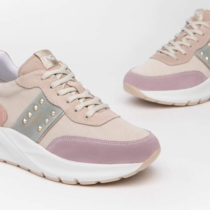 Sneakers Nero Giardini Camoscio Con Zeppa