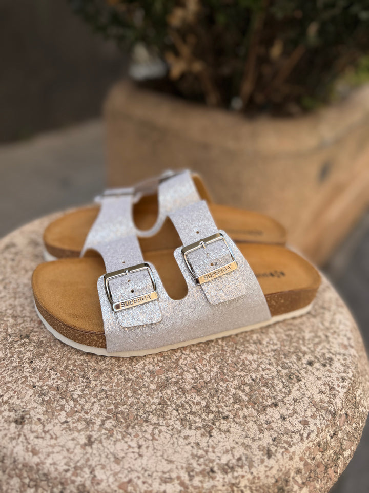 Ciabattina Superga doppia fascia glitter