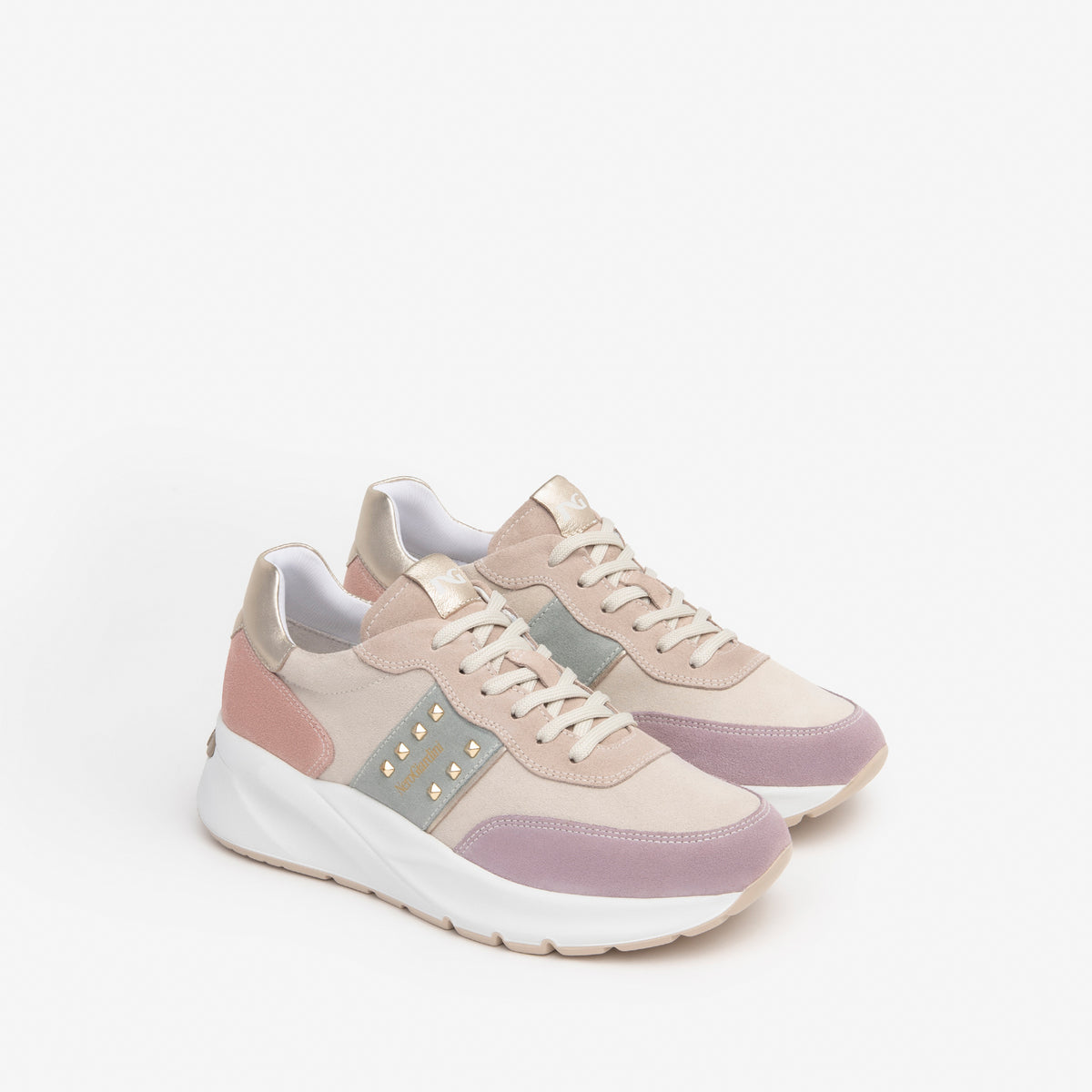 Sneakers Nero Giardini Camoscio Con Zeppa