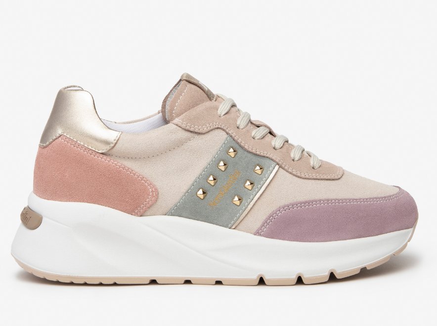 Sneakers Nero Giardini Camoscio Con Zeppa
