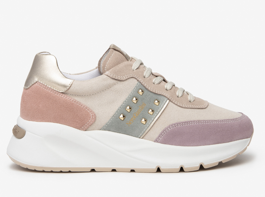 Sneakers Nero Giardini Camoscio Con Zeppa