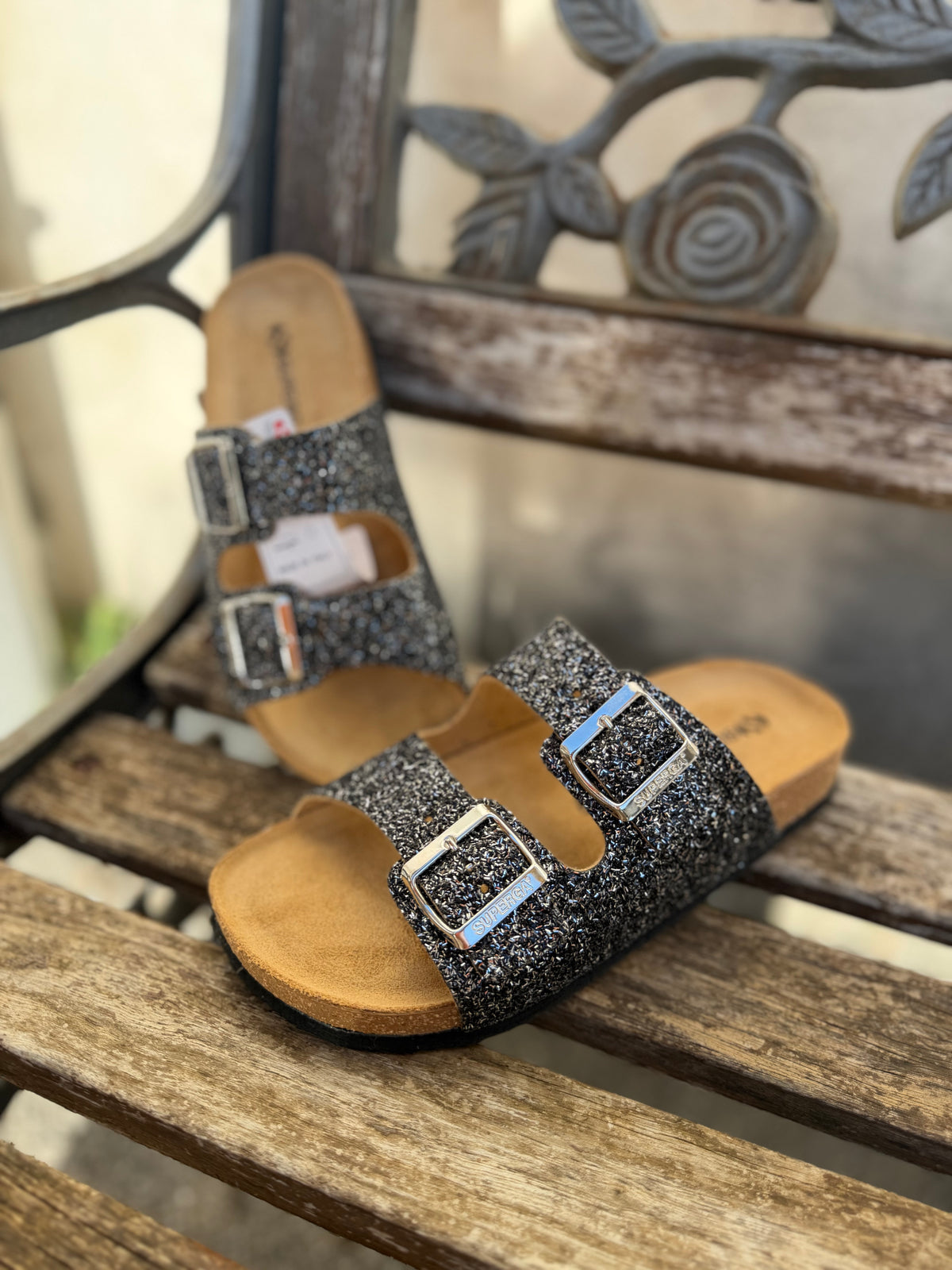 Ciabattina Superga doppia fascia glitter