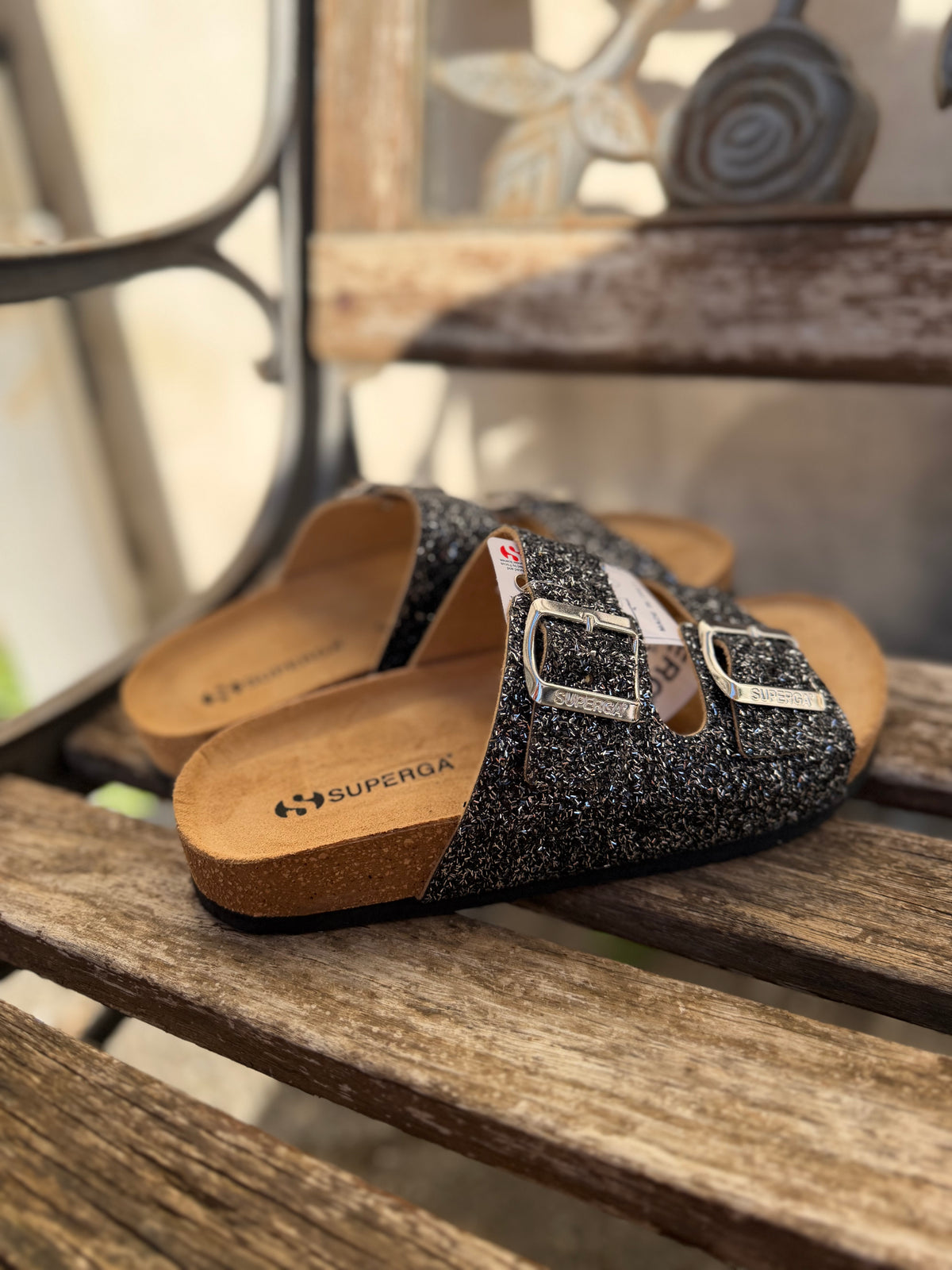 Ciabattina Superga doppia fascia glitter