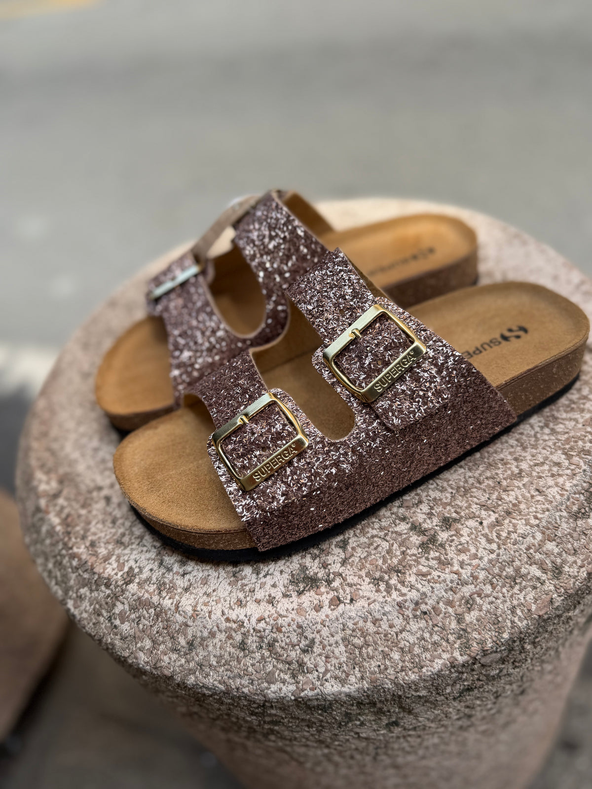 Ciabattina Superga doppia fascia glitter
