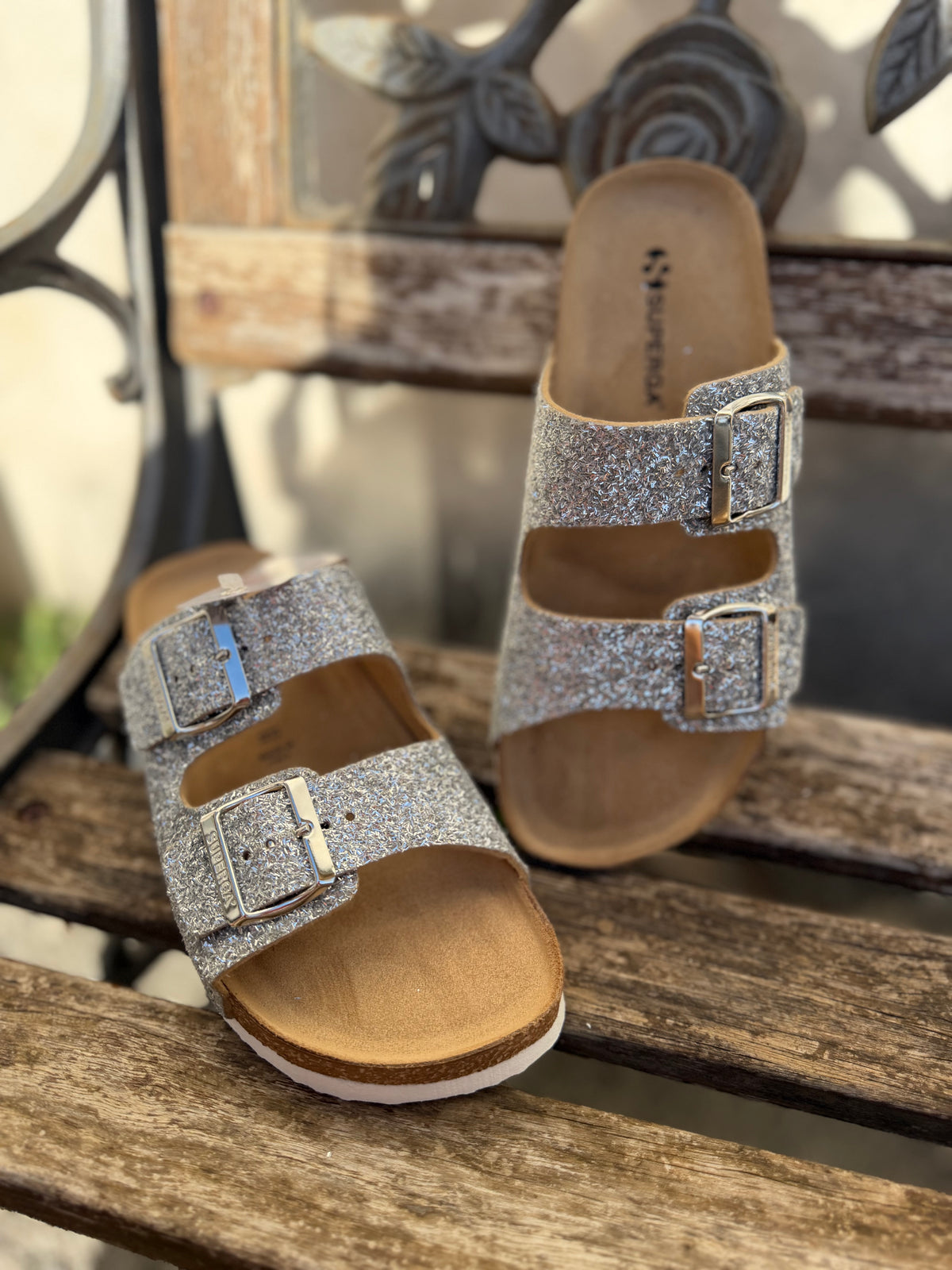 Ciabattina Superga doppia fascia glitter