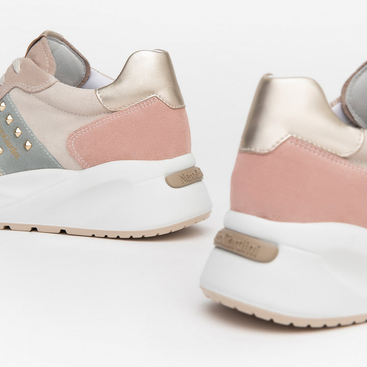Sneakers Nero Giardini Camoscio Con Zeppa