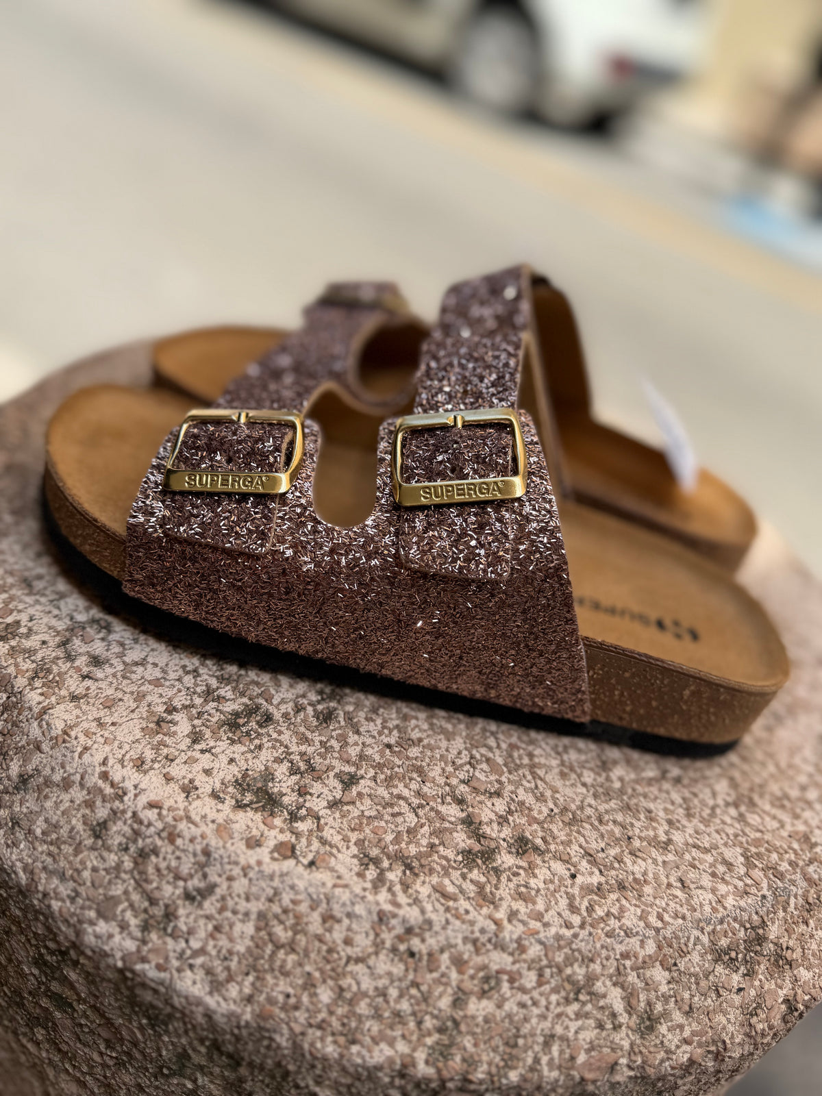 Ciabattina Superga doppia fascia glitter