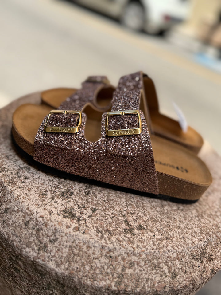 Ciabattina Superga doppia fascia glitter