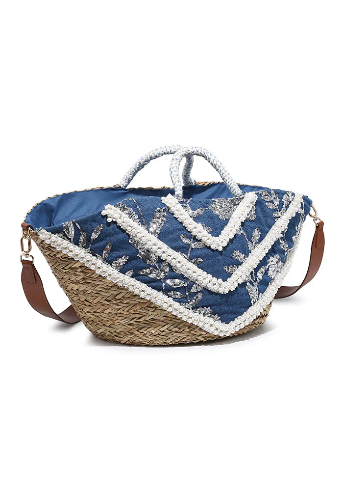 Borsa in paglia perline