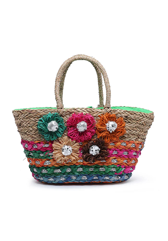 Borsa Paglia Floreale