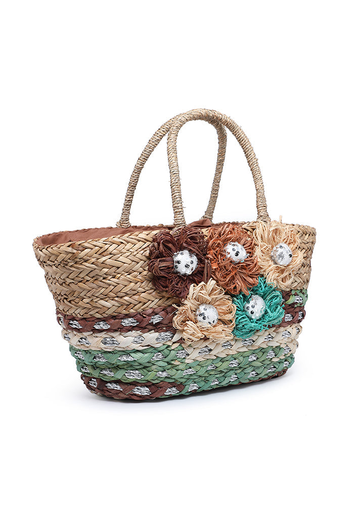 Borsa Paglia Floreale