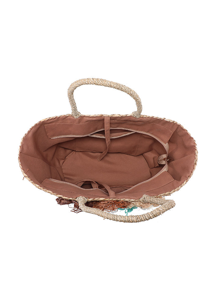 Borsa Paglia Floreale