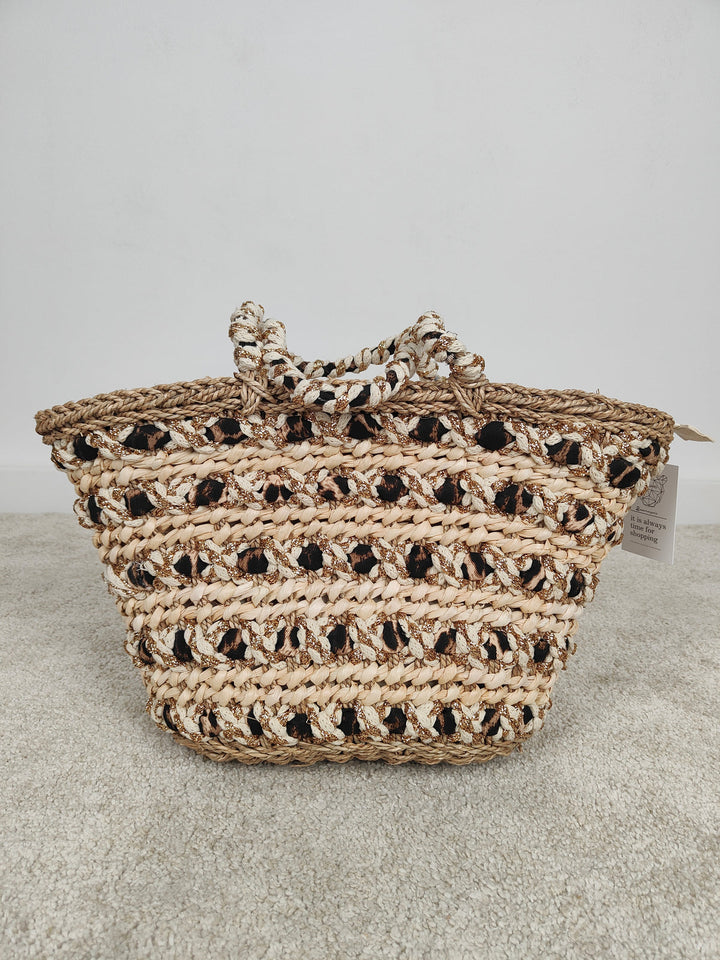 Borsa In Paglia Leopardo