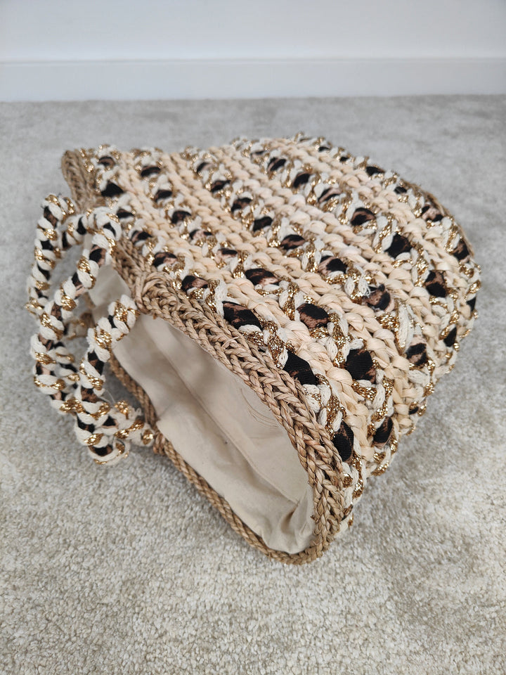 Borsa In Paglia Leopardo
