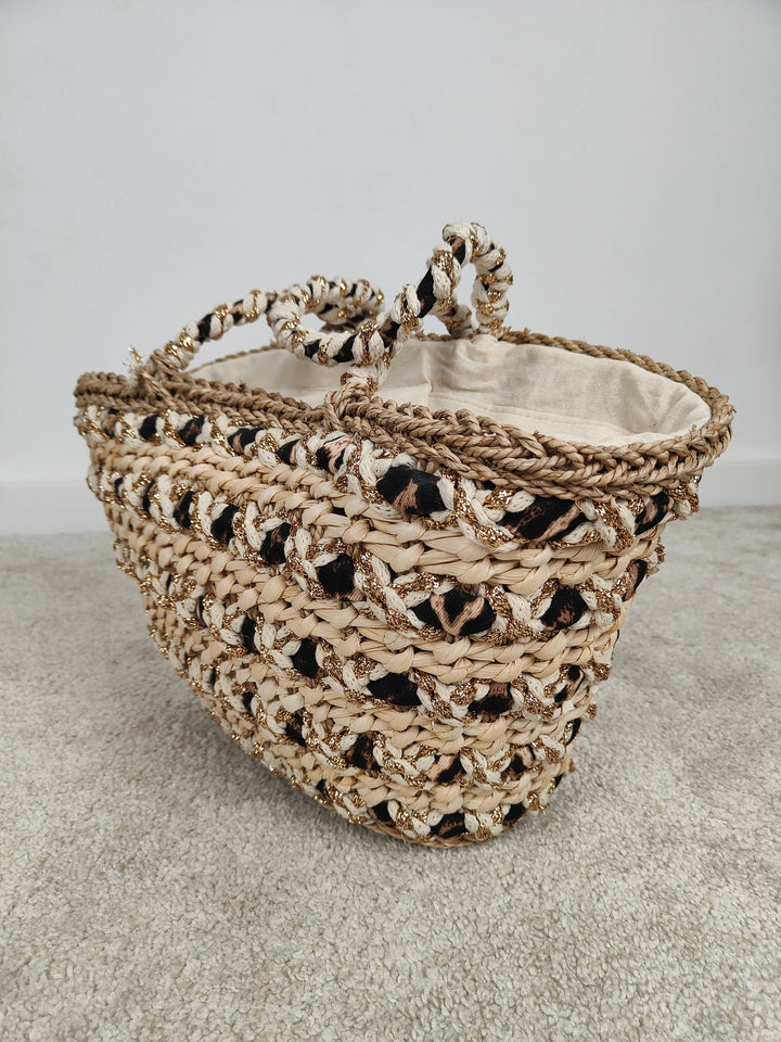 Borsa In Paglia Leopardo